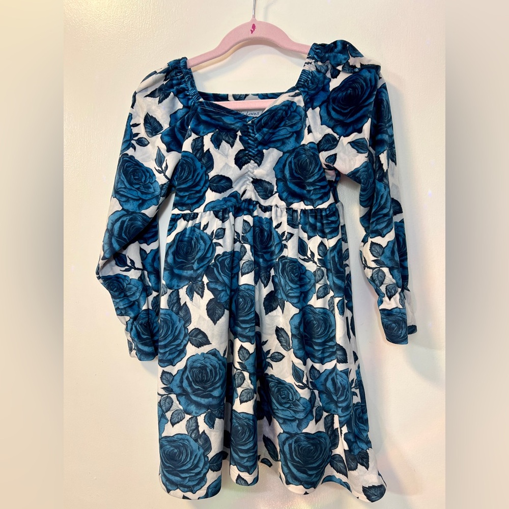 Floral Blue and White Kids Dress